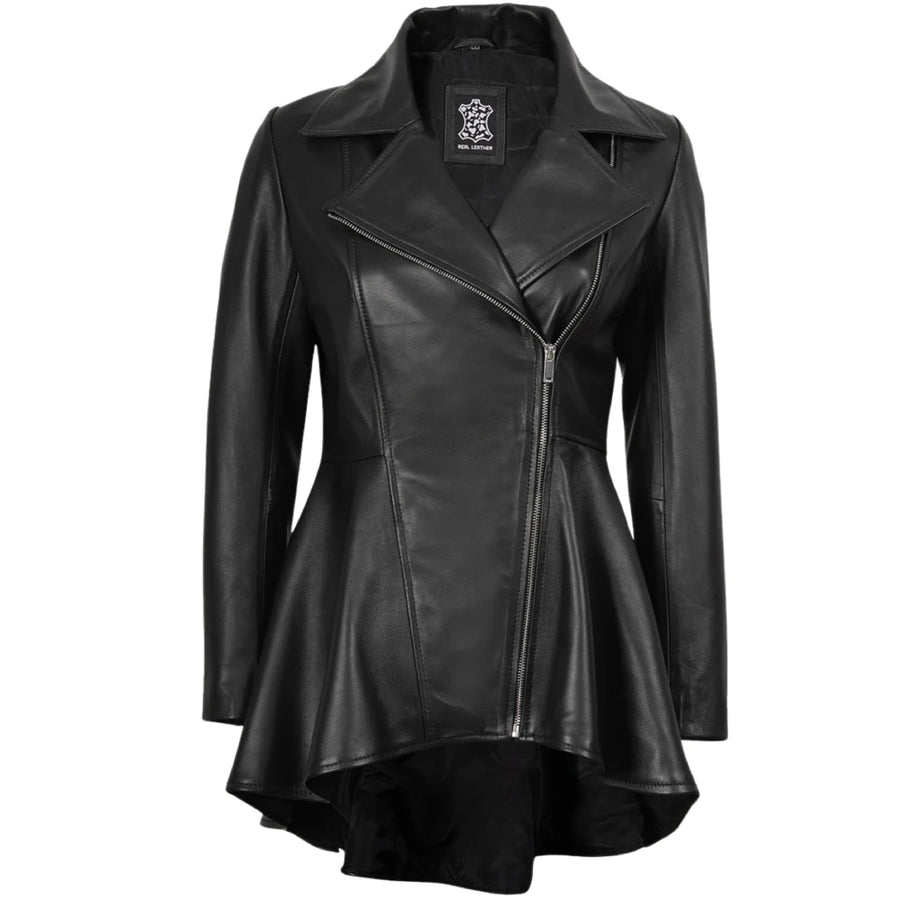 Clarissa Women's Black Leather Peplum Jacket