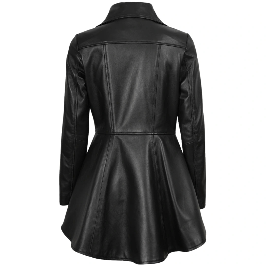 Clarissa Women's Black Leather Peplum Jacket