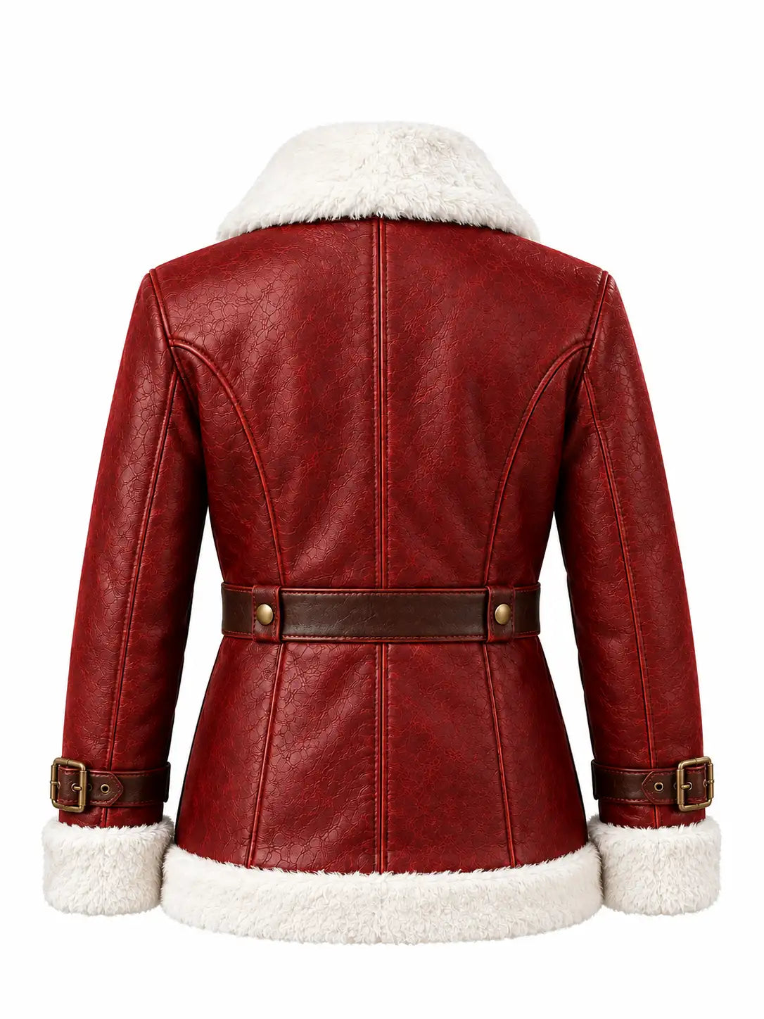 Clauselle – Men's Red Sheepskin Leather Santa Jacket