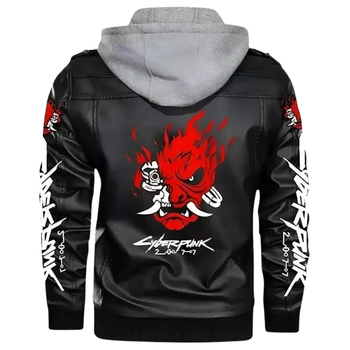 Cyberpunk 2077 Samurai Hooded Leather Jacket