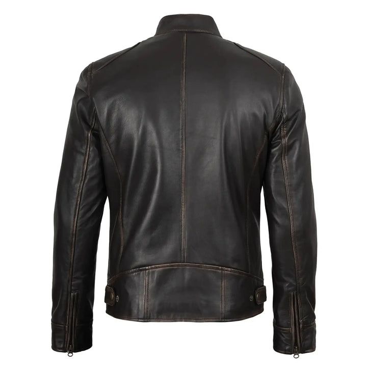 Black leather jacket on a white background