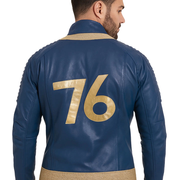 Men Fallout Blue Vault Dweller Leather Jacket