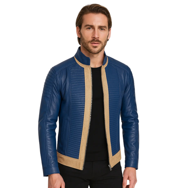 Men Fallout Blue Vault Dweller Leather Jacket
