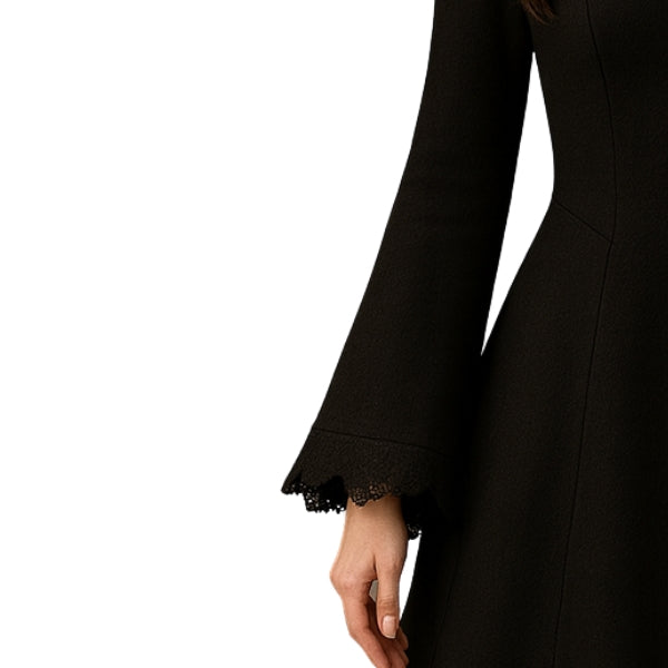 Gothic Long Black Hooded Coat – Button Down A-Line Maxi Overcoat for Women