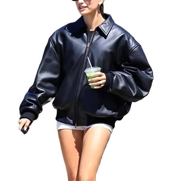 Unwind Leather Hailey Bieber Fear of God Oversized Leather Jacket on a white background
