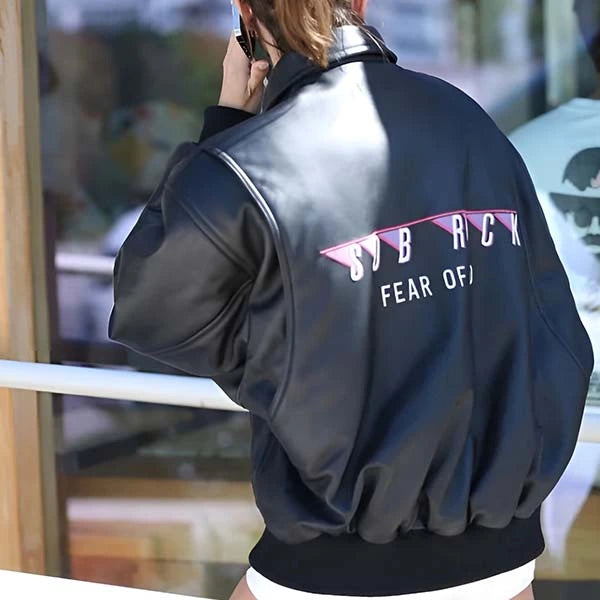 Unwind Leather Hailey Bieber Fear of God Oversized Leather Jacket on a white background