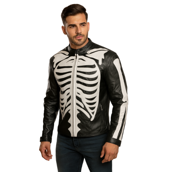  Men's Skeleton Leather Jacket 