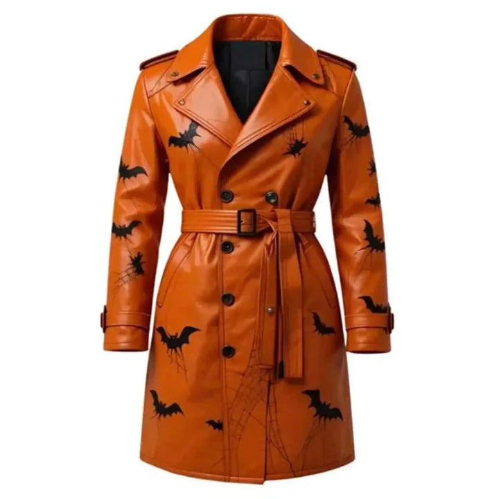 Spooky Halloween Special Leather Trench Coat