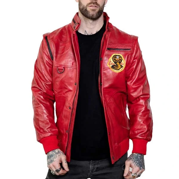 Johnny Lawrence Cobra Kai Karate Kid Red Leather Jacket