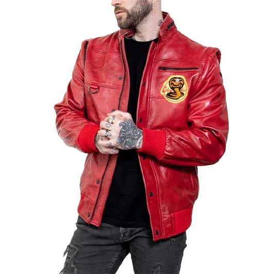 Johnny Lawrence Cobra Kai Karate Kid Red Leather Jacket