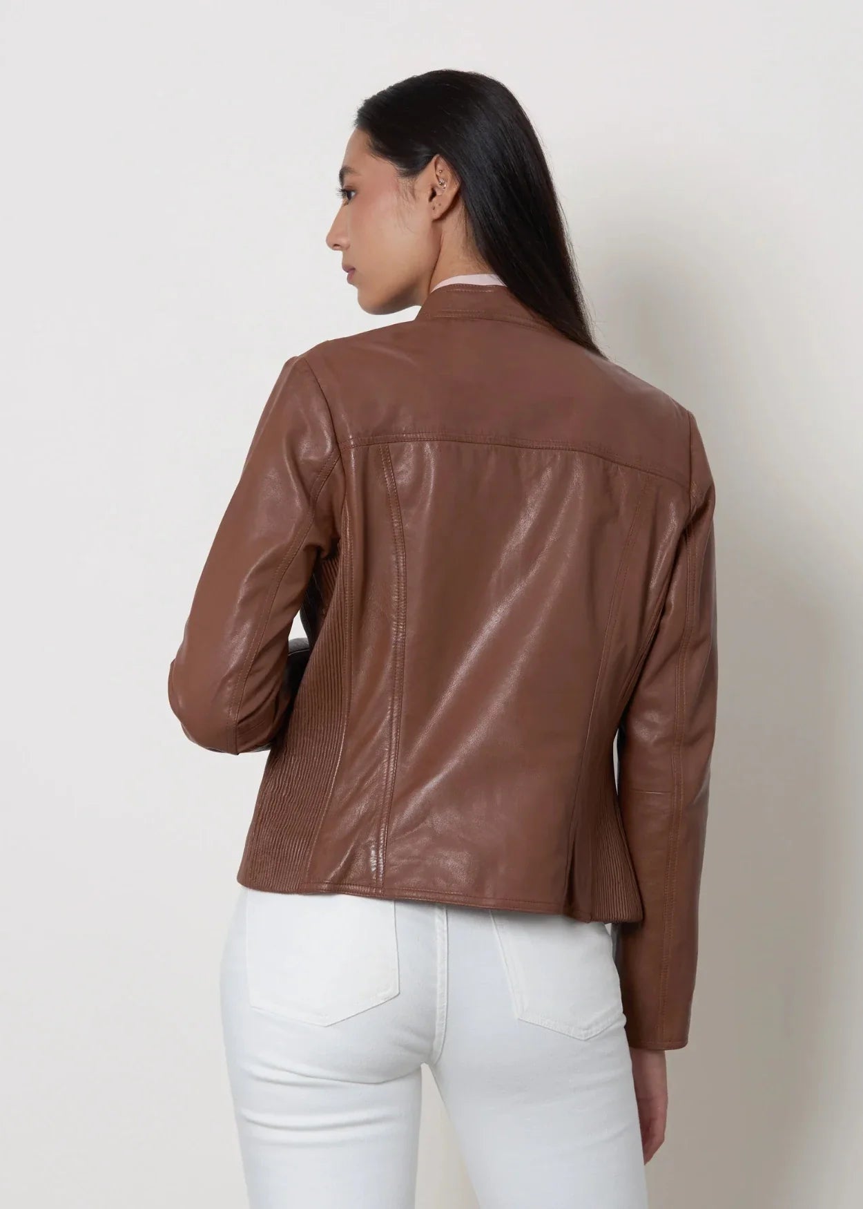 Lisa - Women’s Brown Motorcycle Leather Jacket