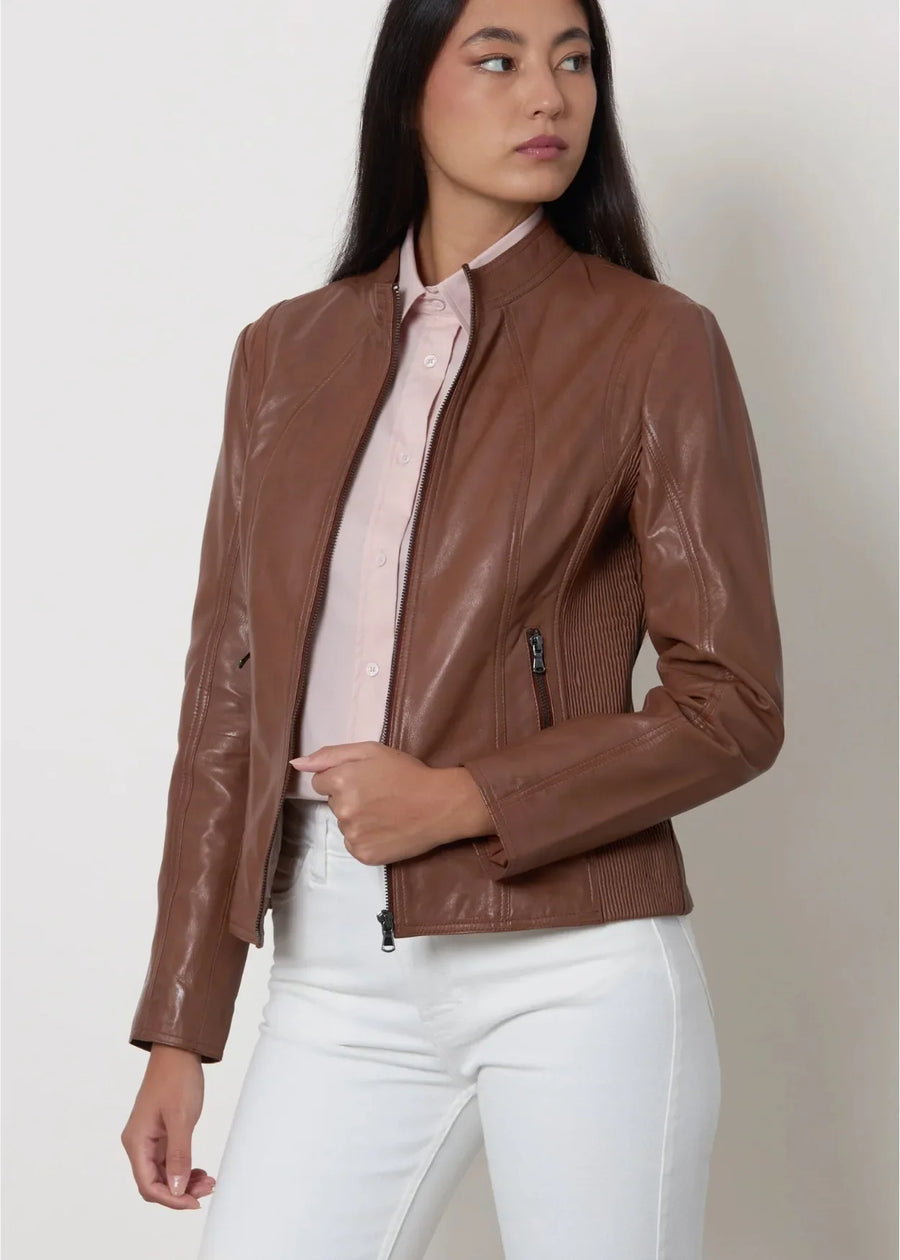 Women's Brown Motorcycle Leather Jacket