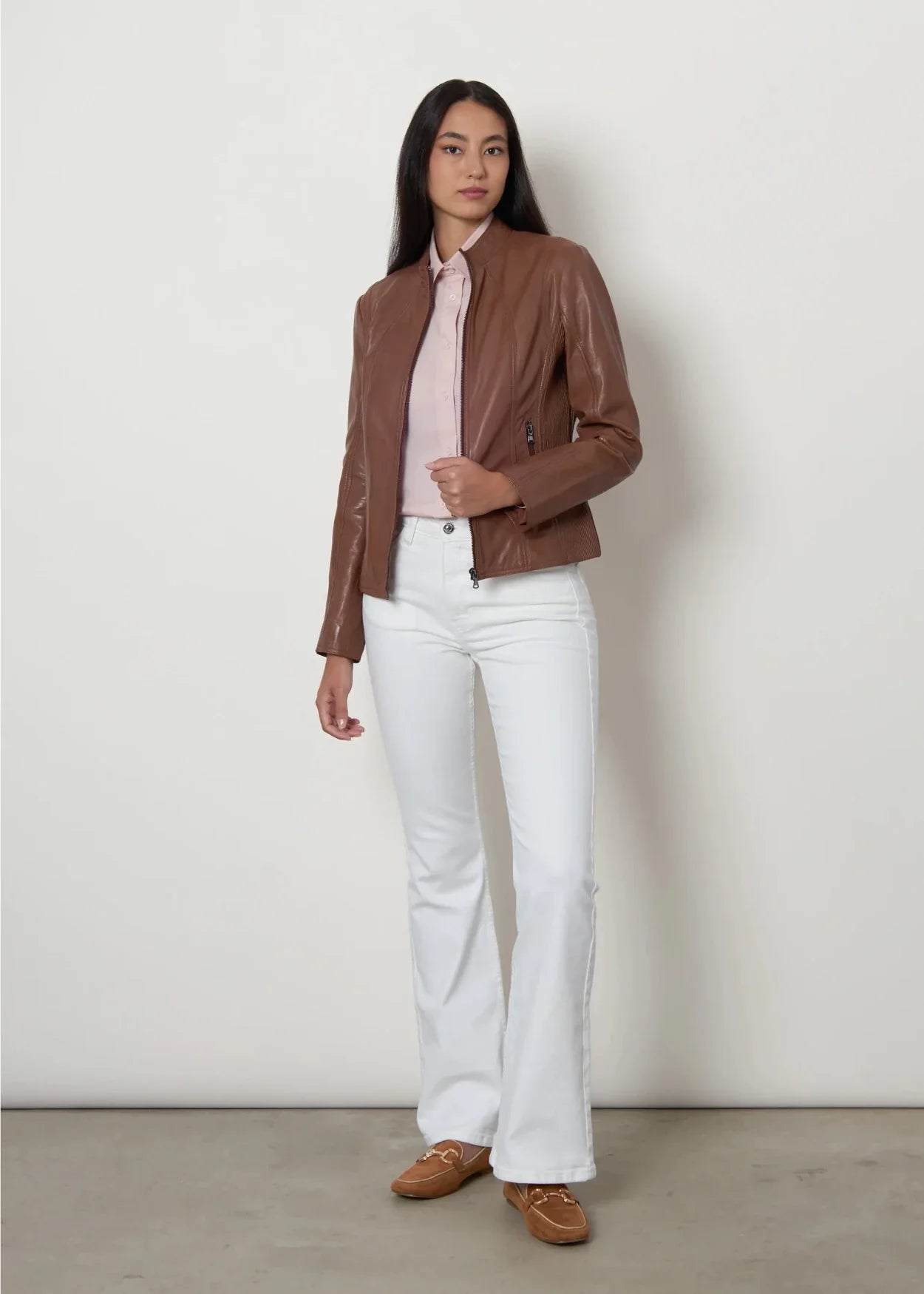 Lisa - Women’s Brown Motorcycle Leather Jacket