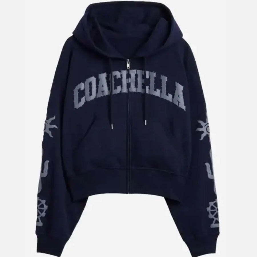 Unisex Blue Fleece Zip-Up Hoodie