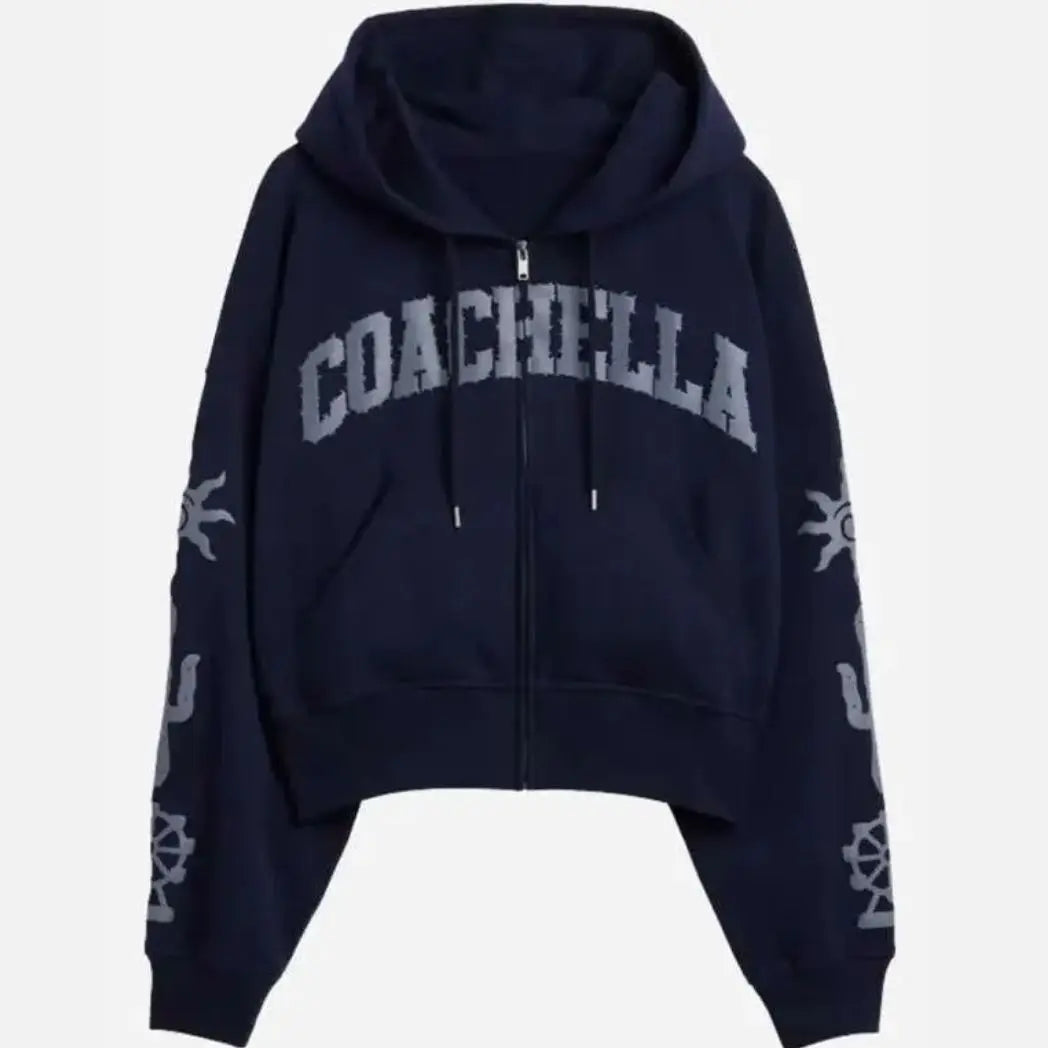 Unisex Blue Fleece Zip-Up Hoodie