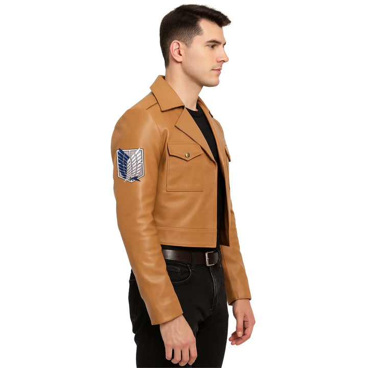 Mens Attack on Titan Brown Leather Jacket