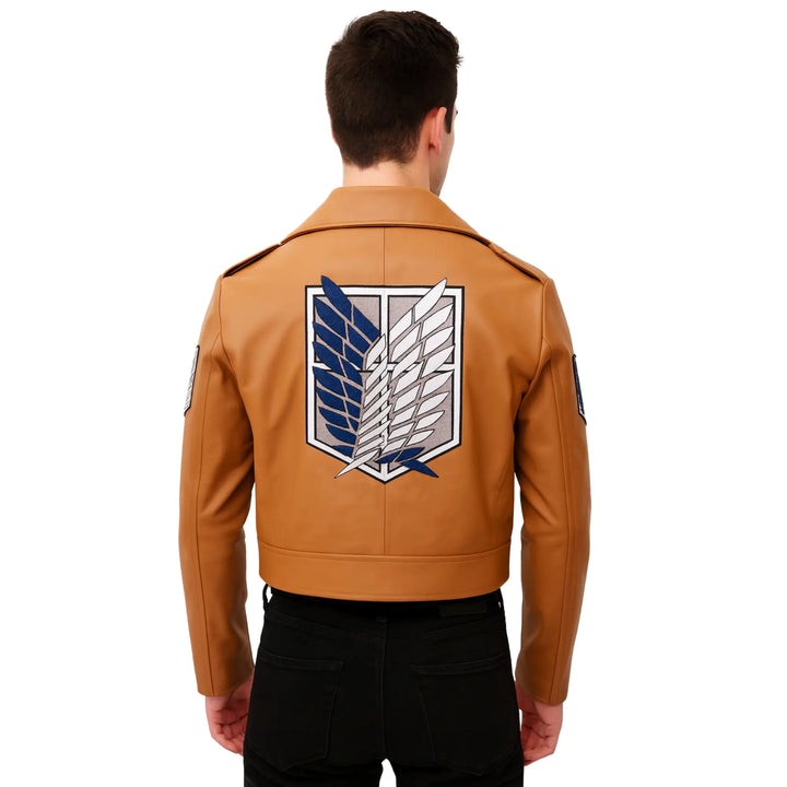 Mens Attack on Titan Brown Leather Jacket