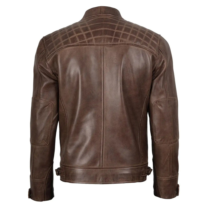 Brown leather jacket on a white background