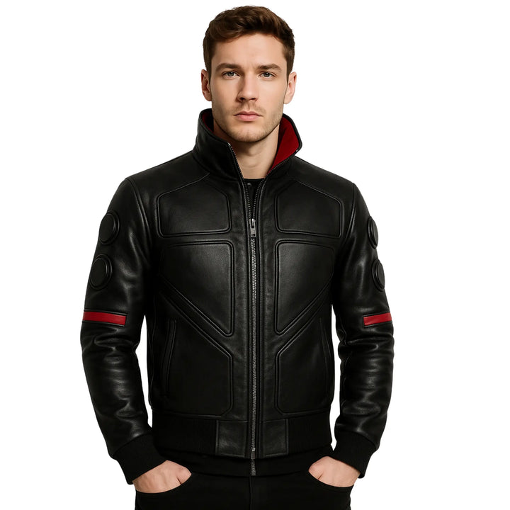 Mens Cyberpunk 2077 Jackie Valentinos Black Leather Jacket