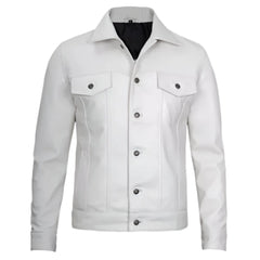 White denim jacket on a white background