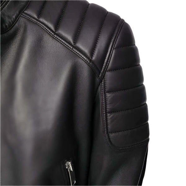 Unwind Leather Men Distressed Black Leather Motorcycle Jacket on a white background