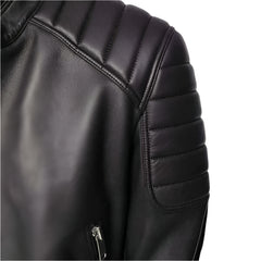 Unwind Leather Men Distressed Black Leather Motorcycle Jacket on a white background