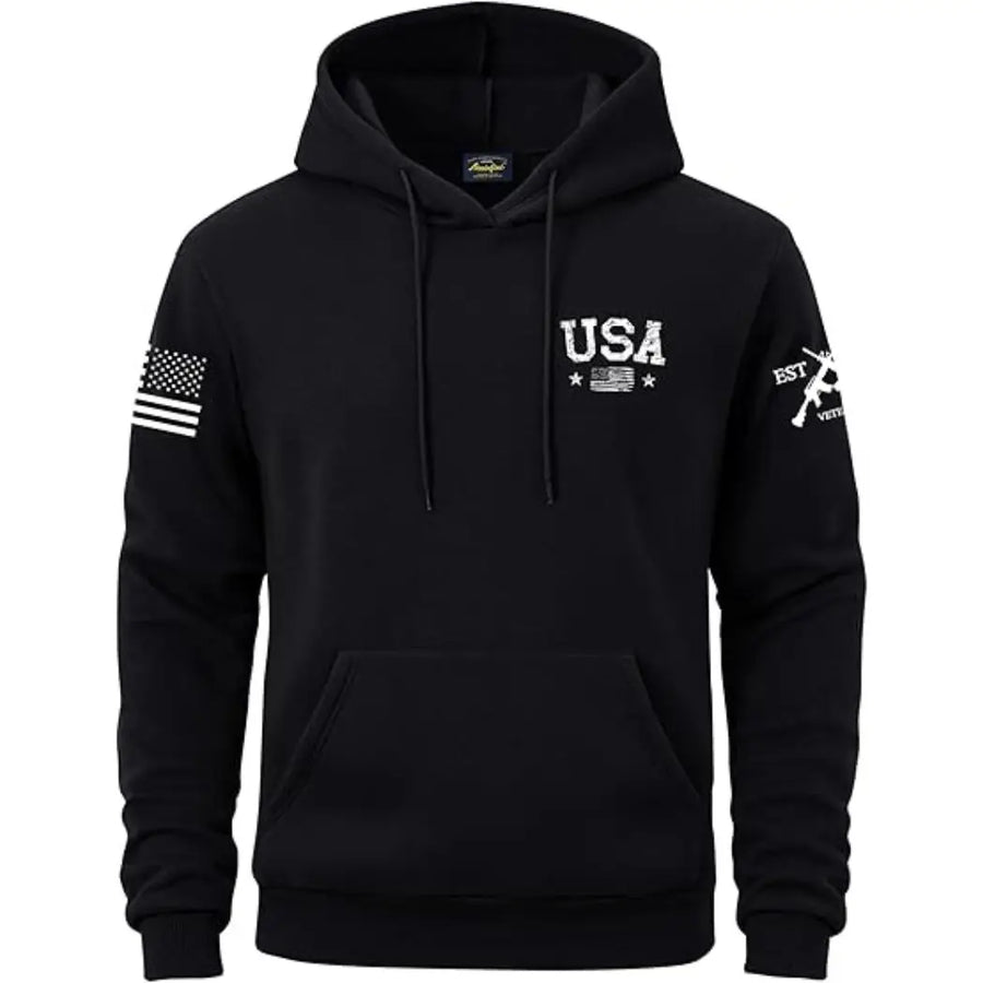 Men's American Flag Fleece Pullover Hoodie