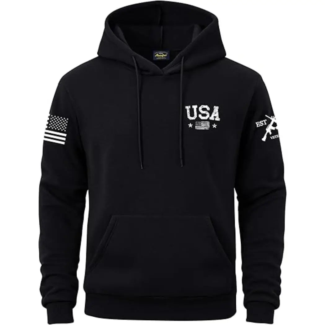 Men's American Flag Fleece Pullover Hoodie