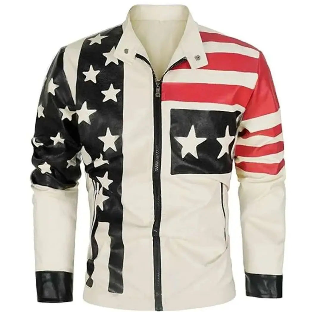 Men's American Flag Real Lambskin Leather Jacket