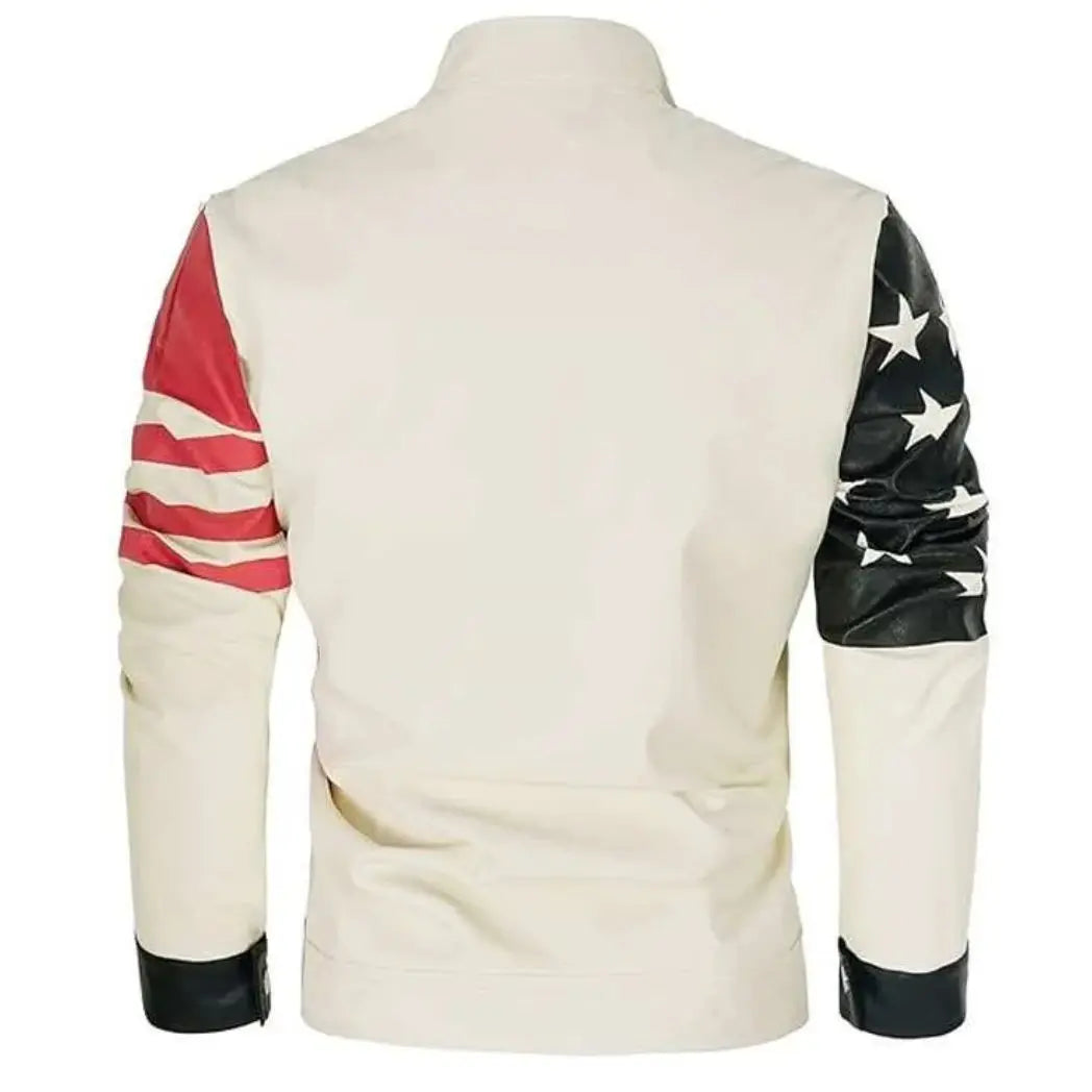 Men's American Flag Real Lambskin Leather Jacket