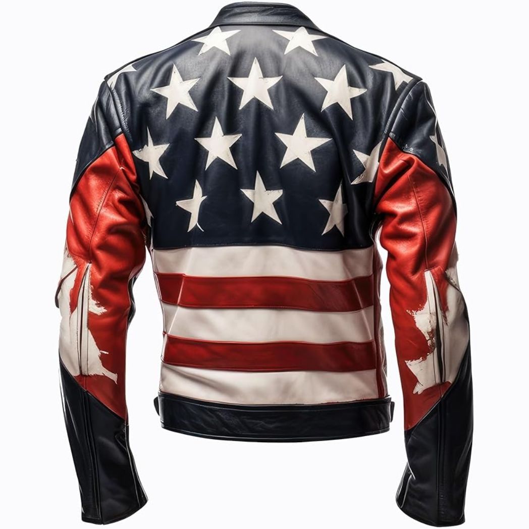 Men's American Pride Sheepskin Leather Motorcycle Jacket