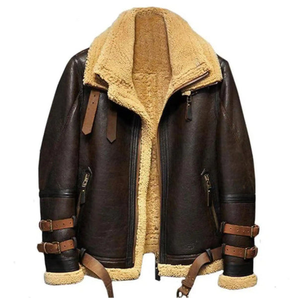 Men's B3 Bomber Flight Sheepskin Aviator Shearling Leather Jacket