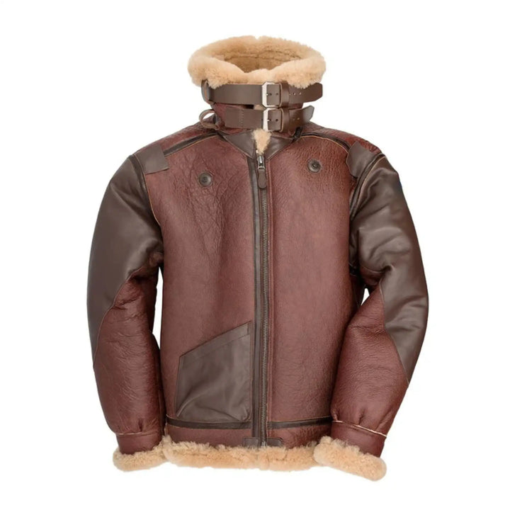 Men's B3 Bomber Style Brown Shearling Leather Jacket