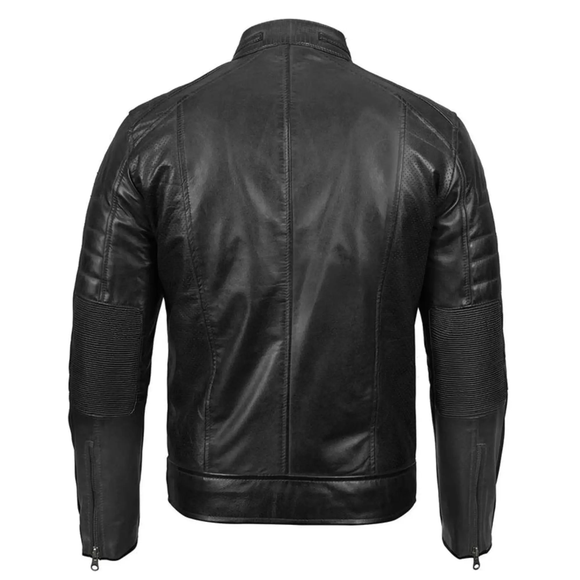 Black leather jacket on a white background