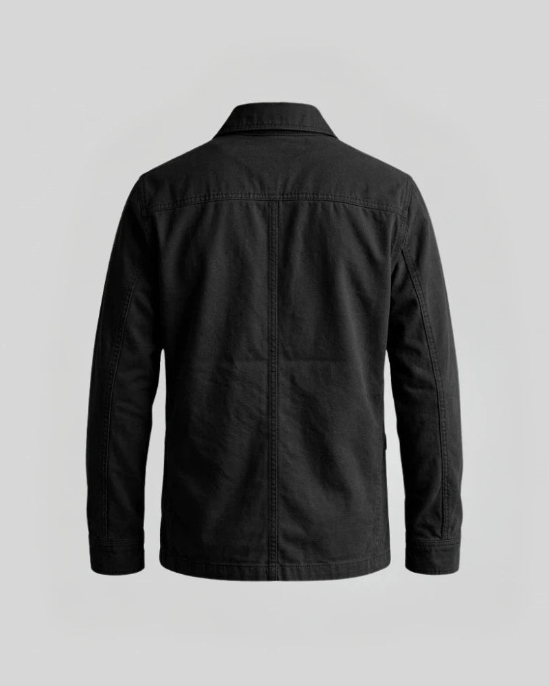 Men's Shirt Style Collar Black Cotton Jacket
