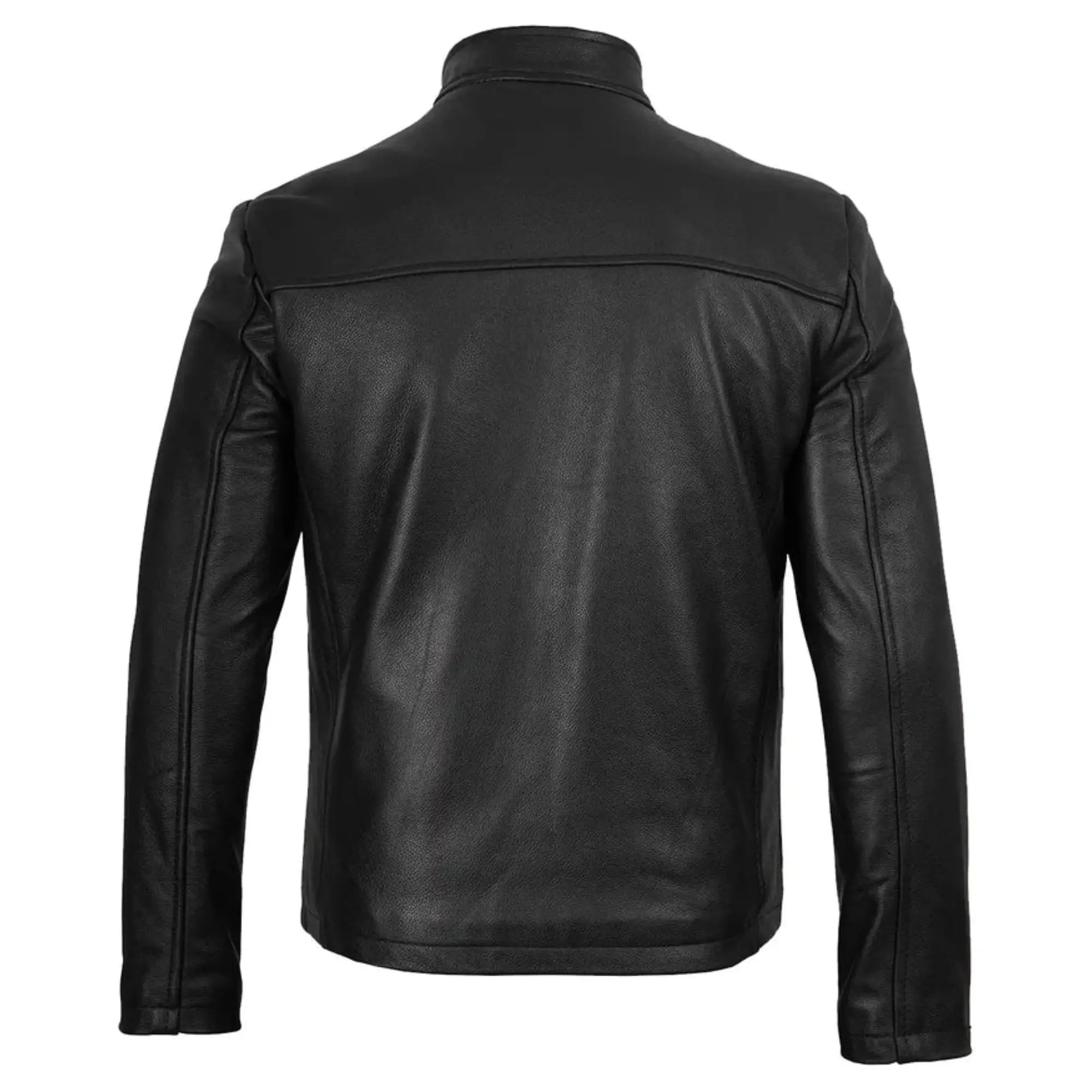 Men's Black Cowhide Leather Cafe Racer Jacket