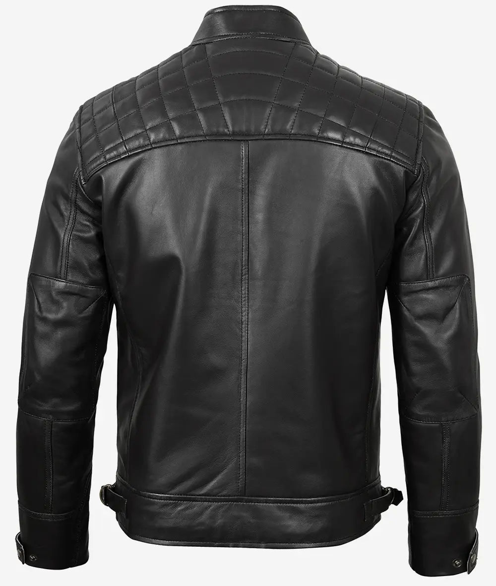 Men's Black Sheep Leather Motorcycle Style Jacket
