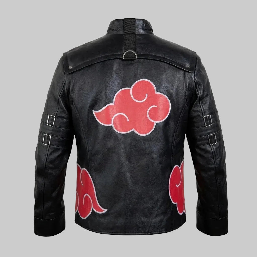 Men's Black and Red Color Sheepskin Leather Jacket