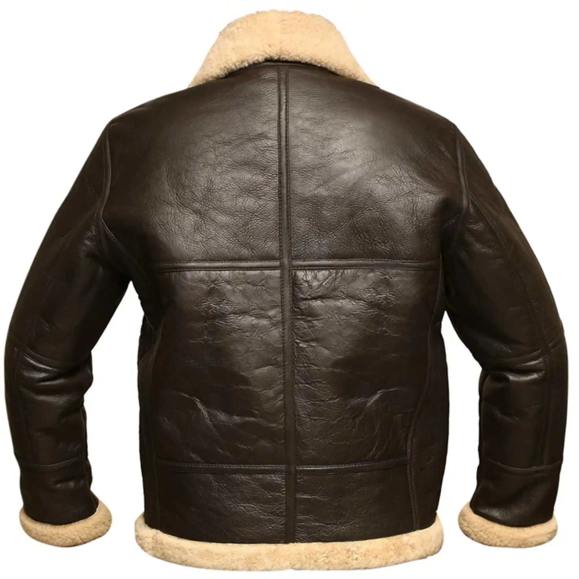 Men's Brown B3 Aviator Bomber Shearling Leather Jacket