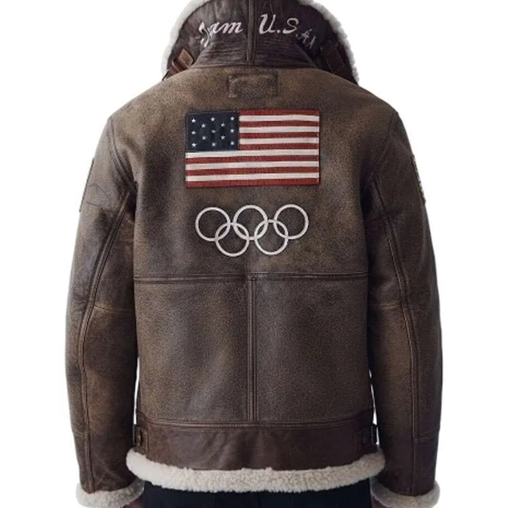Men's Brown Shearling Leather Jacket