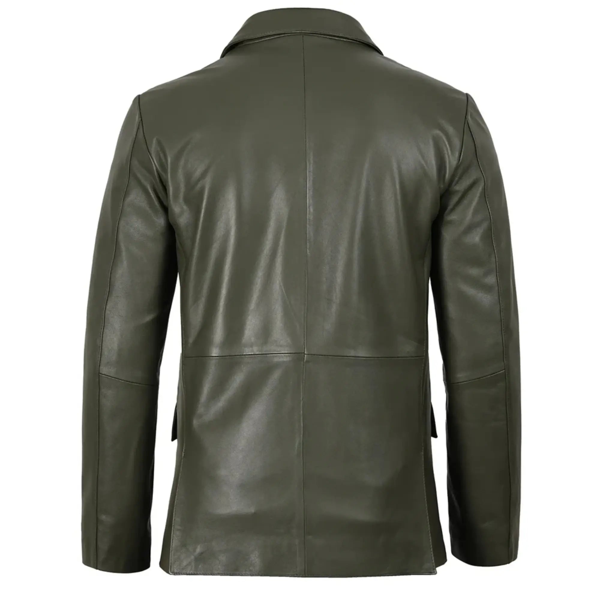Men's Dark Green Real Leather Blazer
