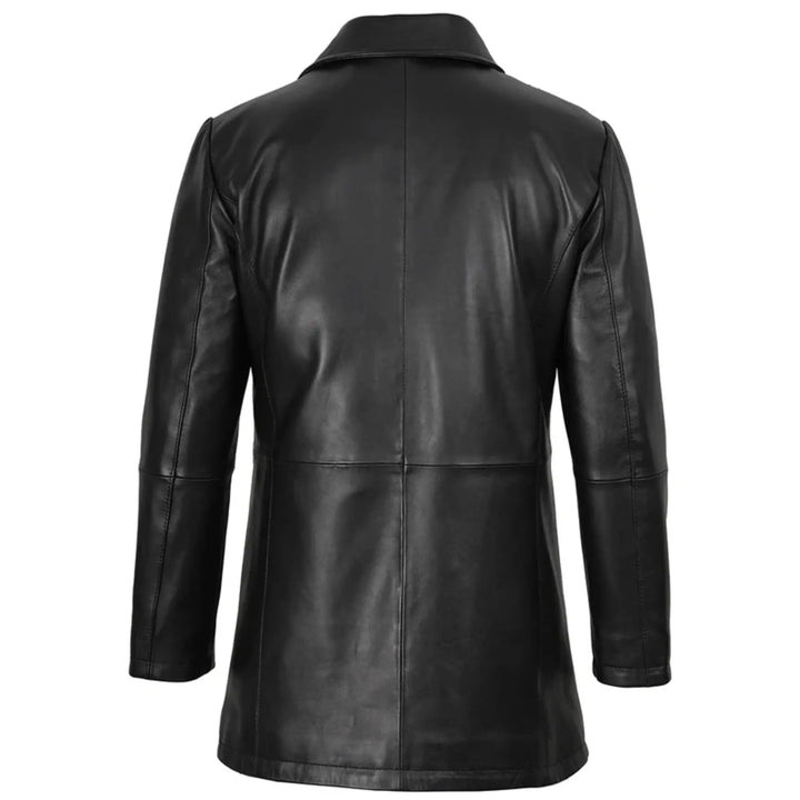 Black leather coat on a white background