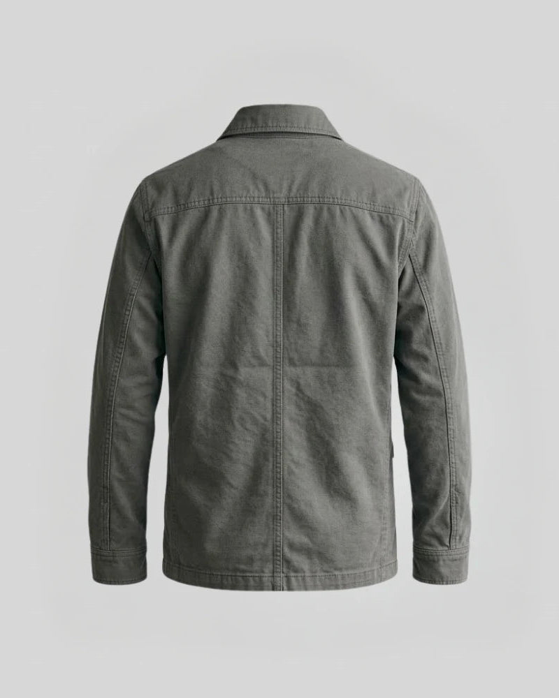 Men's Shirt Style Collar Gray Cotton Jacket