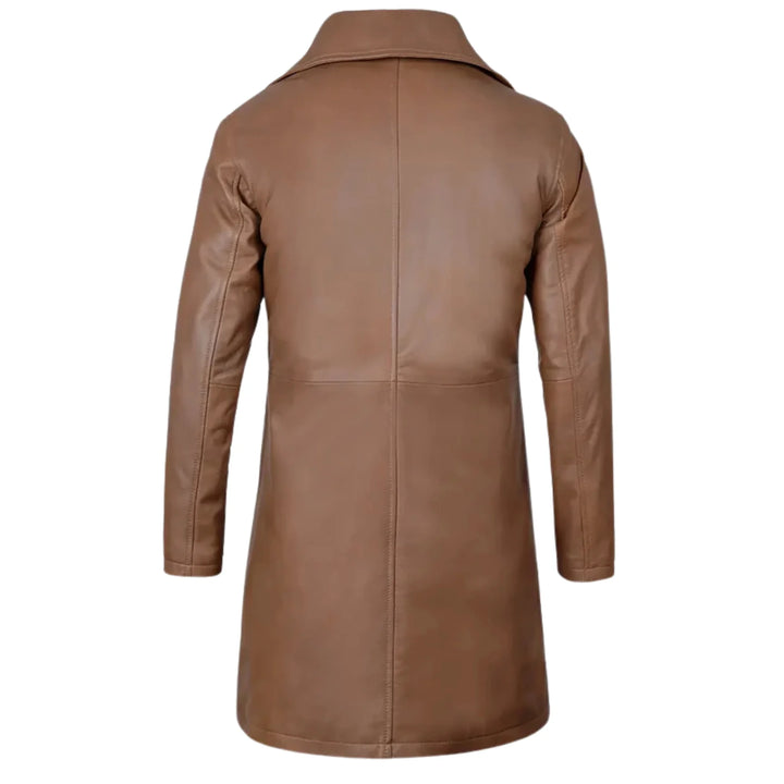 Men's Jackson Long Length Brown Leather Car Coat