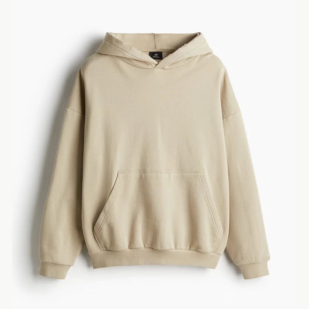 Unisex Oversized Beige Pullover Hoodie
