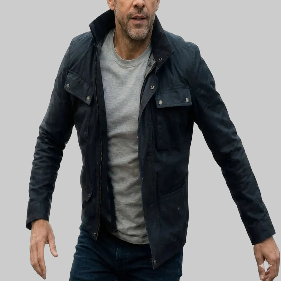 Men's Premier Polyester Black Trucker Jacket