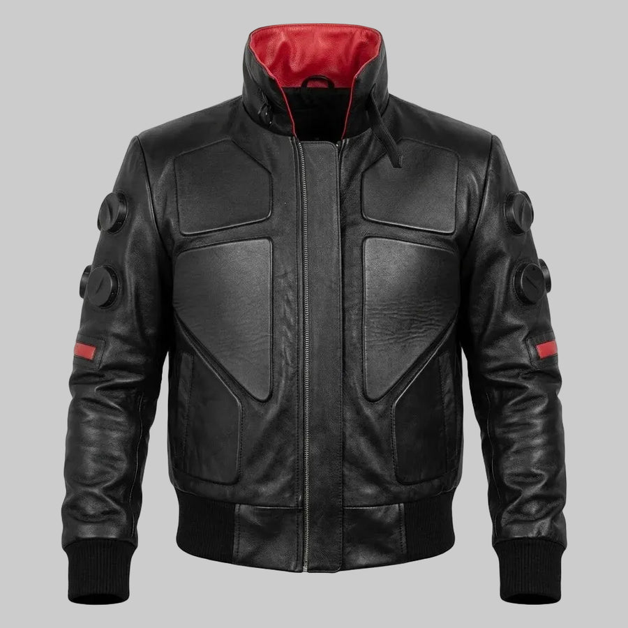 Men's Real Sheepskin Black Leather Anime Inspired Jacket