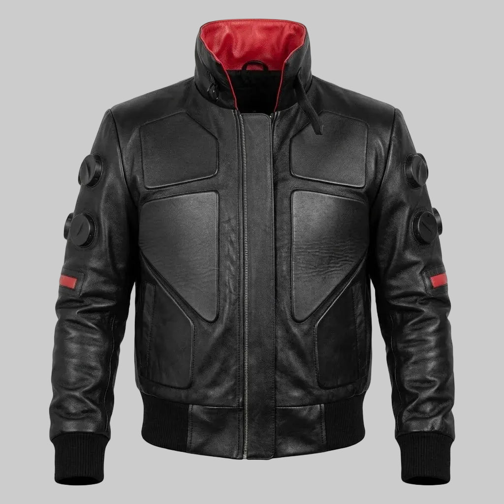 Men's Real Sheepskin Black Leather Anime Inspired Jacket
