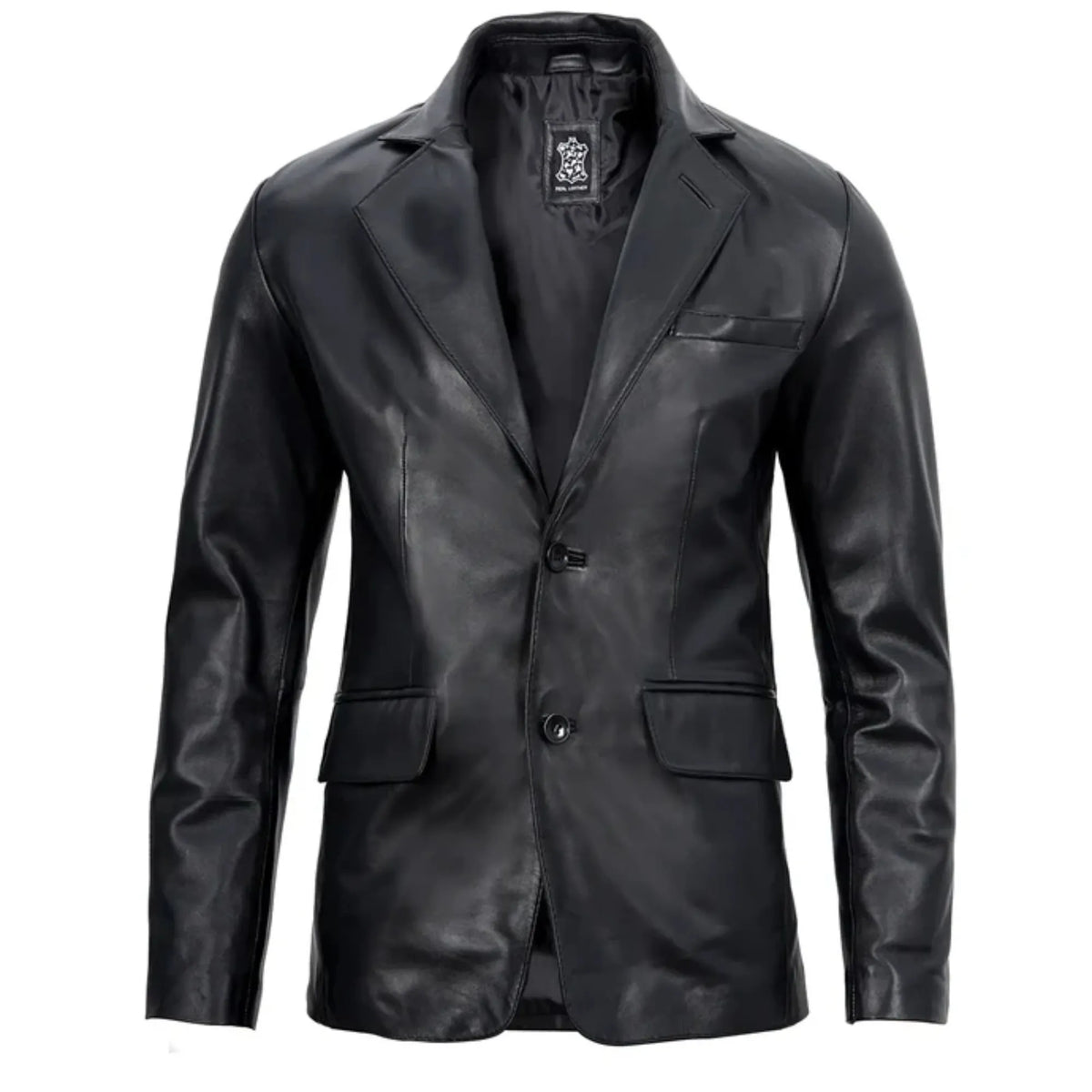 Men's Real sheepskin Black Leather Blazer