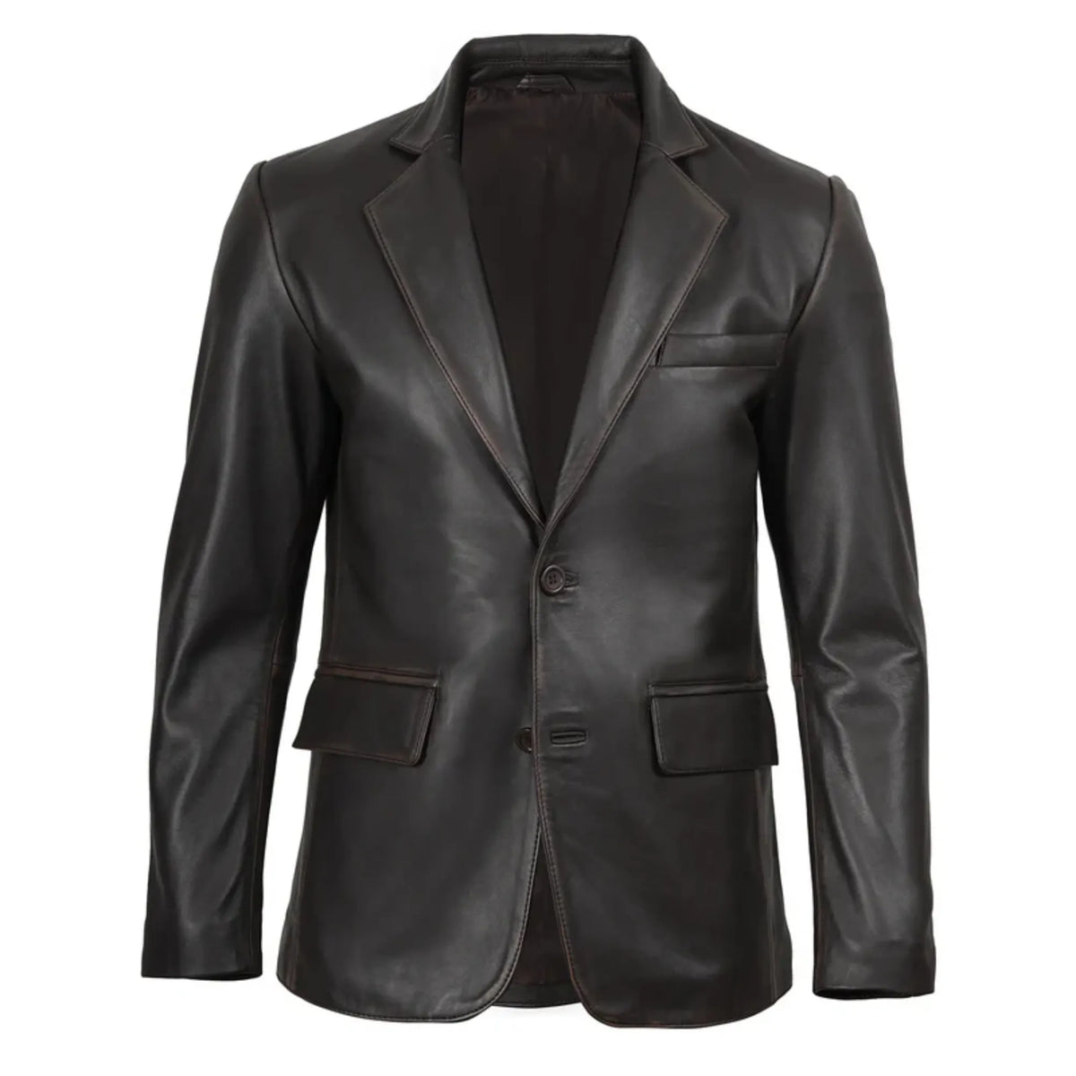 Men's Rub Off Black Leather Blazer